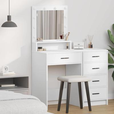 Kaptafel met lade met plank Wit 50 x 41 x 135 cm Bewerkt hout