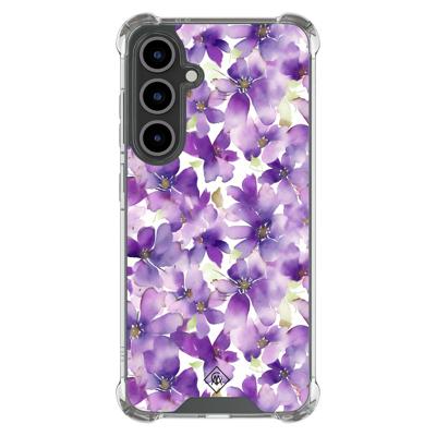 Samsung Galaxy S25 FE shockproof hoesje - Floral violet