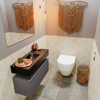 Mondiaz Andor toiletmeubel 80cm donkergrijs met zwarte wastafel midden met kraangat - thumbnail