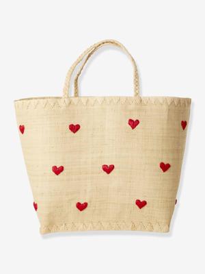 Grote mand voor kinderen DARLING HEARTS RICE, raffia beige