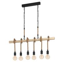 Eglo Landelijke hanglampYoungstown 6-lichts zwart met hout - 43319 - thumbnail