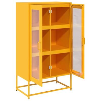 Hoge kast 68x39x123 cm staal mosterdgeel - thumbnail