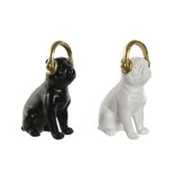 Decoratieve figuren Home ESPRIT Wit Zwart Gouden Hond 12 x 18 x 30 cm (2 Stuks) - thumbnail