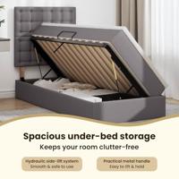 Opslag bed met matras met hoofdeinde Grijs 90 x 200 cm Nep Leer - thumbnail