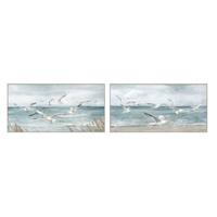 Canvas Home ESPRIT Blauw Wit Mediterrane Zeemeeuw 140 x 3,7 x 70 cm (2 Stuks) - thumbnail