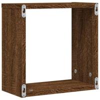 Wandrekken kubus 2 st 30x15x30 cm gerookt bruin eiken - thumbnail