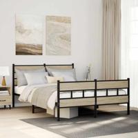 Bedframe zonder matras metaal sonoma eikenkleurig 140x190 cm - thumbnail