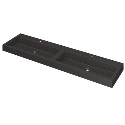 INK Momento Wastafel Quartz Dubbel met 2 Kraangaten - 1800x450x90 mm - Quartz Zwart