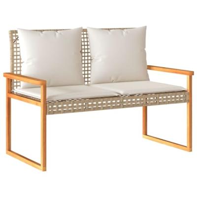 4-delige Loungeset met kussens poly rattan gemengd beige