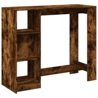 Bartafel met schap 124x46x103,5 cm bewerkt hout gerookt eiken - thumbnail