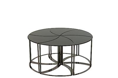 J-Line tafel Tornado - metaal|glas - zwart - set van 6 J-Line tafel Tornado - metaal|glas - zwart - set van 6