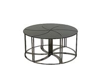 J-Line tafel Tornado - metaal|glas - zwart - set van 6 - thumbnail