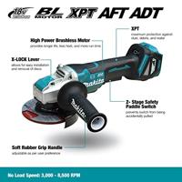 Makita DGA519Z Haakse accuslijper 125 mm Zonder accu, Zonder lader 18 V - thumbnail