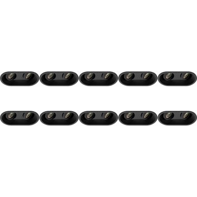 Spot Armatuur 10 Pack - Pragmi Zano Pro - GU10 Inbouwspot - Ovaal Dubbel - Zwart - Aluminium - Kantelbaar - 185x93mm