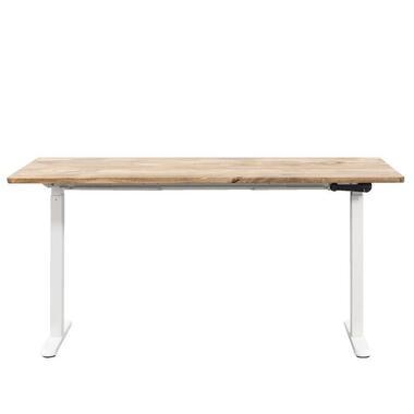 Bureau Homeworx zit/sta handmatig verstelbaar - mangohout/wit - 75/118x160x80 cm - Leen Bakker
