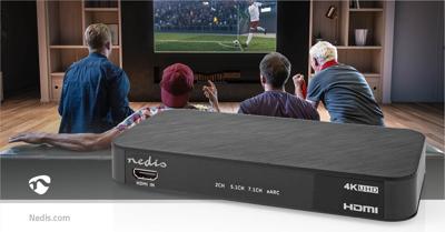 Nedis Digitale Audioconverter | 2-wegs | Input: DC Power / 1 x HDMI Input | Output: 1x 3,5 mm / 1x TosLink / 3x HDMI Output | Automatisch / Drukknop |