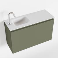 MONDIAZ OLAN 80cm toiletmeubel army. LEX wastafel talc links 1 kraangat - thumbnail
