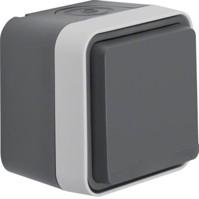 Berker 47633505 W.1 (opbouw) Wandcontactdoos met randaarde en klapdeksel spatwaterdicht Grijs, Lichtgrijs 1 stuk(s)