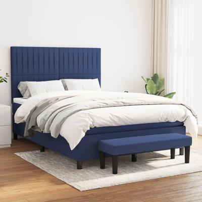 Boxspring met matras stof blauw 140x190 cm
