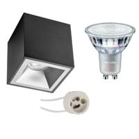 Philips Opbouwspot Set GU10 - Vierkant Mat Zwart/Zilver - DimTone - 3.7W - thumbnail