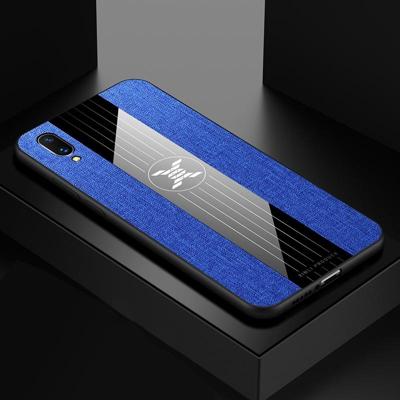 Voor vivo X21 UD XINLI stiksels doek textuur schokbestendig TPU beschermhoes (blauw)