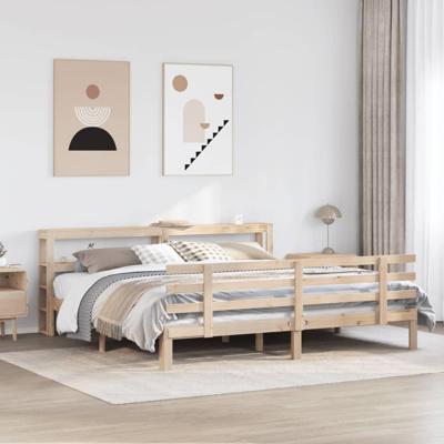 Bedframe met hoofdbord massief grenenhout 180x200 cm