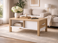 Salontafel OLIANNE 90 cm natuurlijke eik/wit - thumbnail