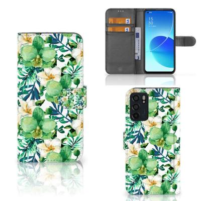 OPPO Reno6 5G Hoesje Orchidee Groen OPPO Reno6 5G Hoesje Orchidee Groen