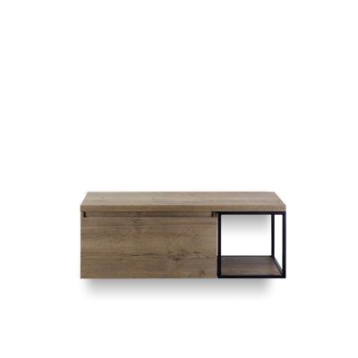 Frozen Badmeubelset 120 cm - Greeplijst in kleur - Zwart Frame - Wastafel Bovenblad Tabacco