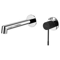 Wastafel Mengkraan 2-gats Hangend Hoog Sapho Solaris Chroom/Mat Zwart - thumbnail