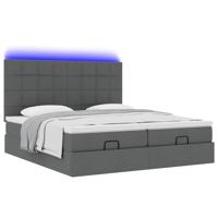 Ottoman bed met matrassen en LED's 160x200cm stof donkergrijs - thumbnail