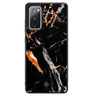 Samsung Galaxy S20 FE hoesje - Marmer zwart oranje Samsung Galaxy S20 FE hoesje - Marmer zwart oranje