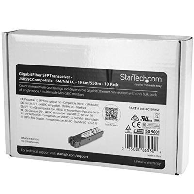 StarTech.Com Transceiver SFP-transceiver-module, compatibel met HP J4859C, SM/MM LC met DDM, 10 km/550 m, 10 stuks