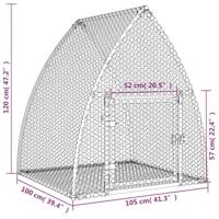 Konijnenhok 100x105x120 cm gegalvaniseerd staal zilverkleurig - thumbnail