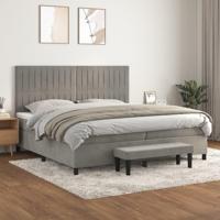 Boxspring met matras fluweel lichtgrijs 200x200 cm - thumbnail