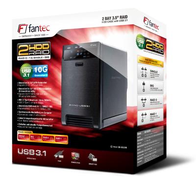 Fantec QB-X2U31R schwarz 2 x 3.5 SATA Raid HDD USB 3.1