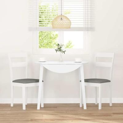 Eetkamerstoelen met kussens 2 st massief hout rubber wit