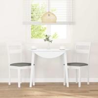 Eetkamerstoelen met kussens 2 st massief hout rubber wit - thumbnail