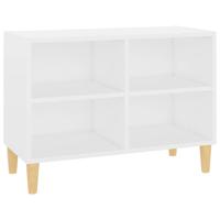 VidaXL Tv-meubel met massief houten poten 69,5x30x50 cm wit - thumbnail