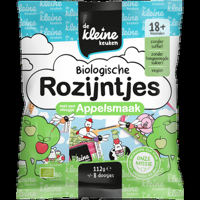 De Kleine Keuken Biologische Rozijntjes met een Vleugje Appelsmaak 18+ Maanden 112 g bij Jumbo - thumbnail