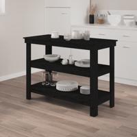 VidaXL Werkbank 110,5x50x80 cm massief grenenhout zwart - thumbnail