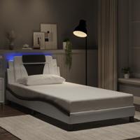 Bedframe met LED-verlichting kunstleer wit en zwart 100x200 cm - thumbnail