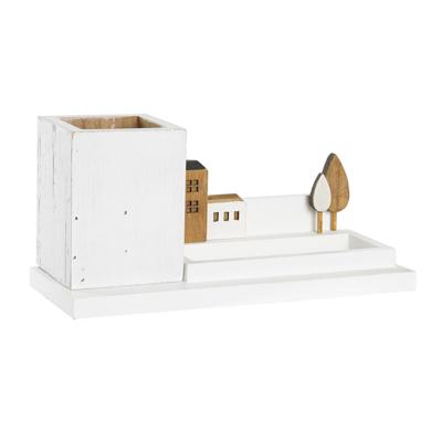 Multi-Functionele Organiser DKD Home Decor Potlood Wit Bruin Hout Metaal 30 x 40 cm 28 x 11 x 14 cm