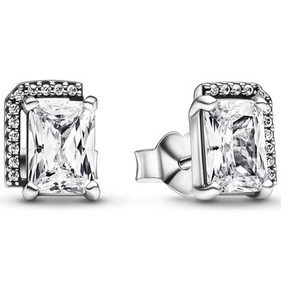 Pandora 292380C01 Oorknoppen Rectangular Sparkling Halo zilver-zirconia wit Pandora 292380C01 Oorknoppen Rectangular Sparkling Halo zilver-zirconia wit