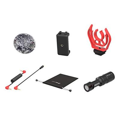 DigiPower universele microfoon met bontwindbescherming, richtmicrofoon met handhouder, swinghouder, TRS- & TRRS-kabeladapter voor camera's en mobiele telefoons, incl. draagtas, DP-DM15F