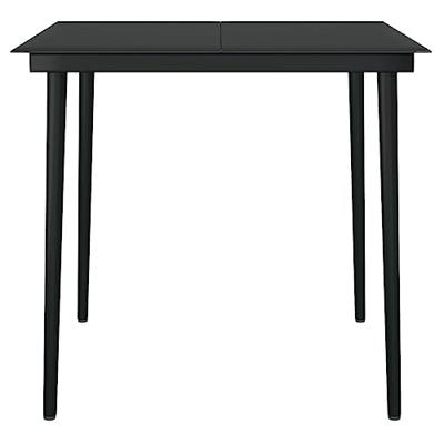Tuintafel 80x80x74 cm staal en glas zwart