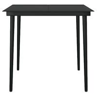 Tuintafel 80x80x74 cm staal en glas zwart - thumbnail