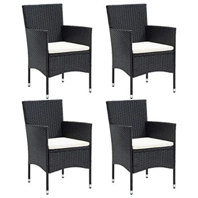 5-delige Tuinset met kussens poly rattan zwart - thumbnail