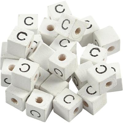 Creativ Company Letterkralen, c, afm 8x8 mm, gatgrootte 3 mm, wit, 25 stuk/ 1 doos