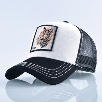 Katoenen geborduurde dierlijke Baseballcap (witte tijger)